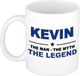 Bellatio Decorations naam cadeau mok - Kevin - man myth legend - koffiemok - 300 ml - collega - vaderdag