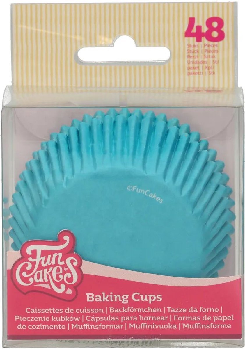 FunCakes Baking Cups Turquoise: Perfect voor alle cupcakes, Cupcakes en meer, Taart decoratie, pk/48