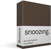 Snoozing percale katoen hoeslaken - Lits-jumeaux (160x210 cm) - bruin