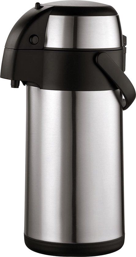 Axentia 116710 Koffiekan, thermoskan, pompkan, roestvrij staal, zilver