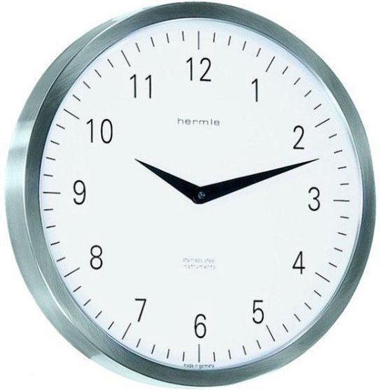 Hermle Metropolitan Wandklok - RVS - Ø30 cm - Wit