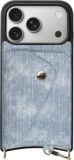 AVY Leren Hoesje Geschikt voor Apple iPhone 17 Pro | Met Magnetische Kaarthouder | Compatibel met MagSafe | Kustleren Case met Wallet | Denim
