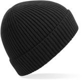 Beechfield Engineered Knit Ribbed Beanie Zwart Unisex One Size