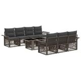 vidaXL Ensemble de canapé de jardin 8 pc Gris et Gris foncé polyrotin
