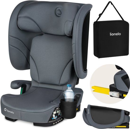 Lionelo Orin i-Size Autostoel - Grijs - ISOFIX - Opvouwbaar - 100-150 cm - Groep 2/3