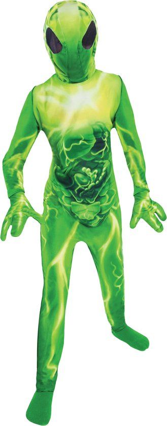 Amscan Alien Kostuum Jongens Groen 4-delig 4-6 Jaar - 110/116
