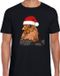 Bellatio Decorations Heren T-shirt - Kip met kerstmuts - Zwart - Maat XL
