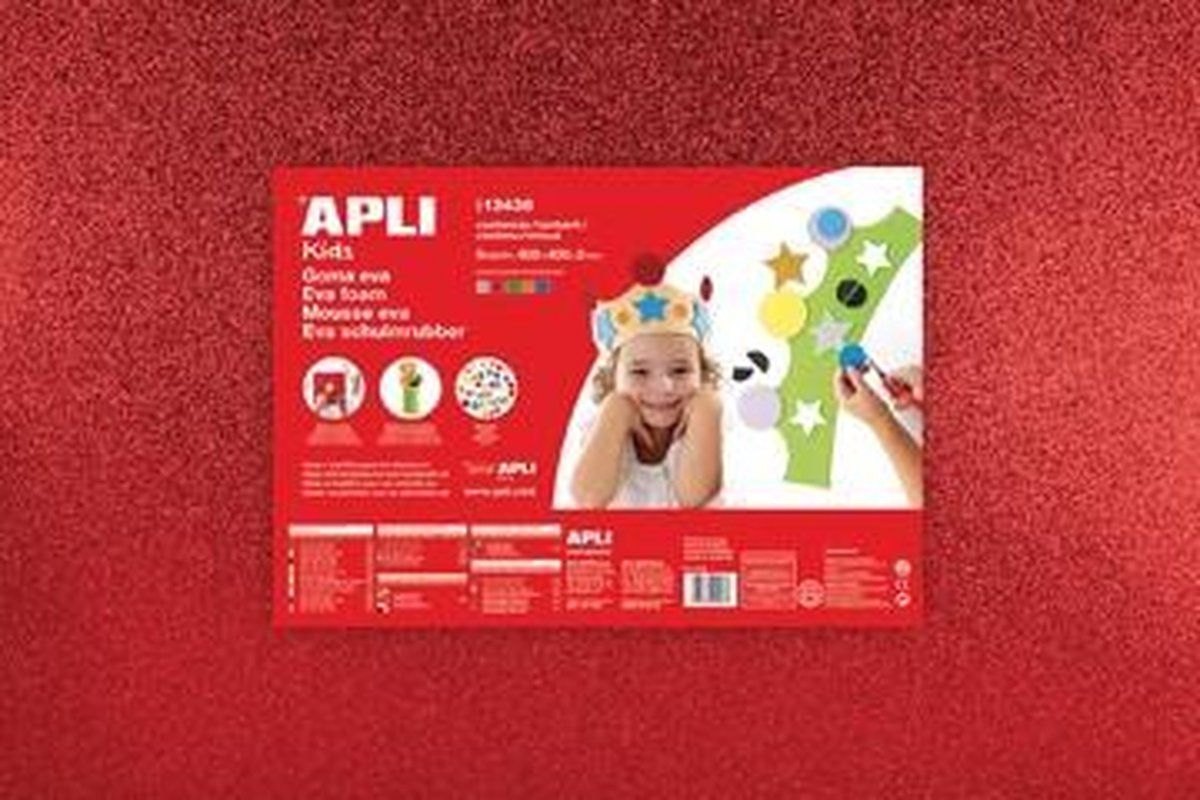 Apli Kids EVA Foam Sheets 60 x 40 cm Glitter Metallic 4 Colors - 4 Sheets