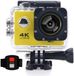 Merkloos / Sans marque 4K-actiecamera 20 MP WiFi 30M Waterdichte sportcamera Onderwatercamera voor vloggen met Ultra HD 170° groothoeklens 2.4G afstandsbediening Beeldstabilisatie 2.0'' LCD-scherm met accessoireset (geel)