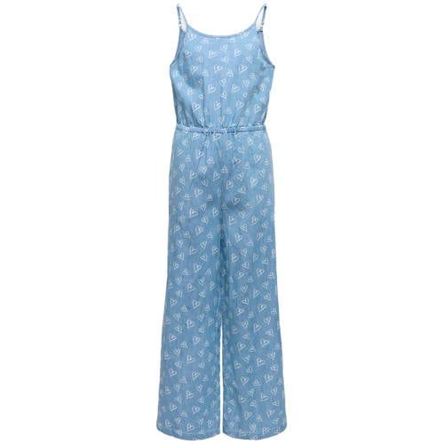 ONLY KIDS ONLY GIRL jumpsuit medium blue denim met hartjes