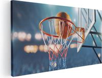 Artaza Canvas Schilderij Basketbal in Ring - 120x60 cm