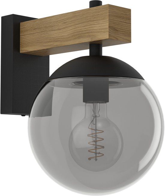 EGLO Bufalata Wandlamp - E27 - Zwart/Bruin
