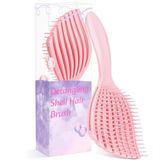 Euqvunn Flexibele Roze Borstel, Haarborstel voor Nat & Droog Haar, Pijnloos Ontwarren, Zachte Rubberen Tanden voor Hoofdhuidverzorging, Volume voor Dun Haar