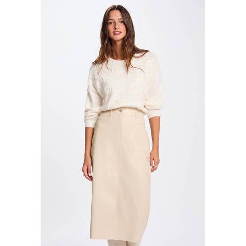 Morgan Aangesloten Rok van Imitatieleer 261-JILFIT Beige - Maat 40