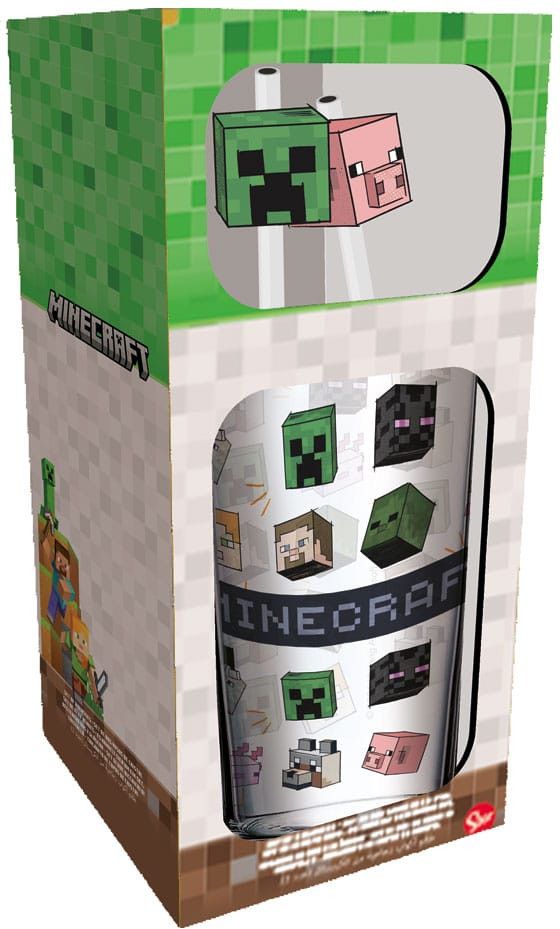 Stor Minecraft Glass Tumbler with Straws Characters 485 ml