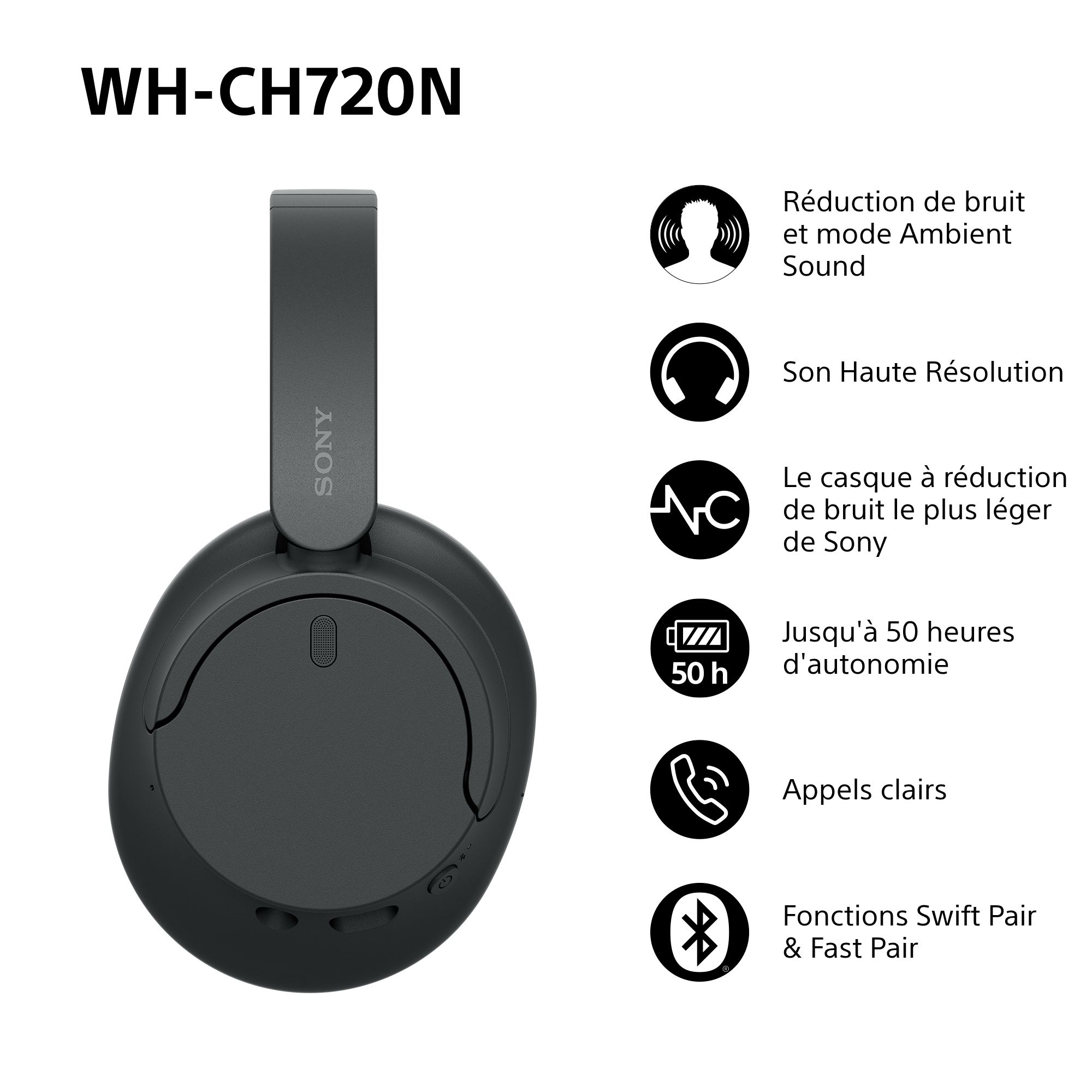 Sony WH-CH720N - Draadloze over-ear koptelefoon met Noise