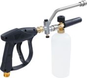 Pistolet haute pression - Canon à mousse pour lavage de voiture - Raccord rapide 6,35 mm - 5 buses - Réservoir 1 litre - 300 bar - Production de mousse réglable - Noir
