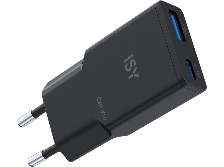 ISY 30W Ultra Thin GaN Charger USB-A & USB-C