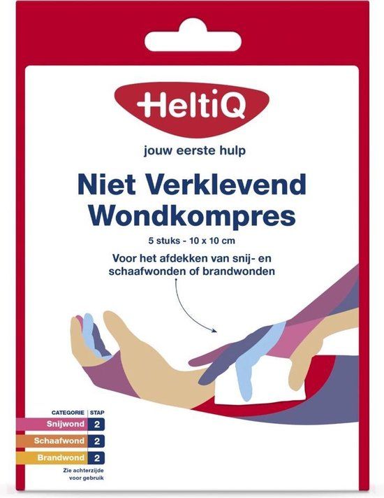 HeltiQ Niet Verklevend Wondkompres - 10x10 cm - 5 stuks