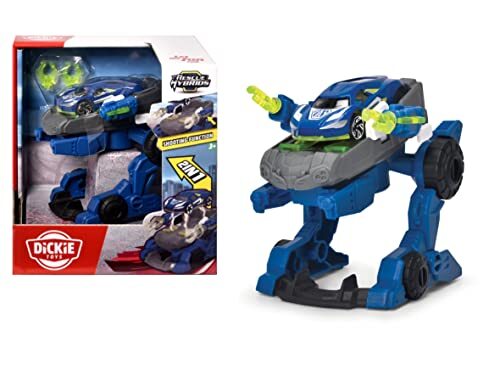 Dickie Toys - Politie Trooper (12 cm) - 2-in-1 robotpolitieauto voor kinderen vanaf 3 jaar incl. afneembare speelgoedauto (7,5 cm), speelgoedvoertuig met coole functies