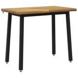 vidaXL Eettafel Massief Acaciahout Wit en zwart 110 x 55 x 75 cm