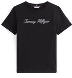 Tommy Hilfiger Dames NOS SCRIPT REGULAR C-NK SS WW0WW434590GJ007 Zwart XXL