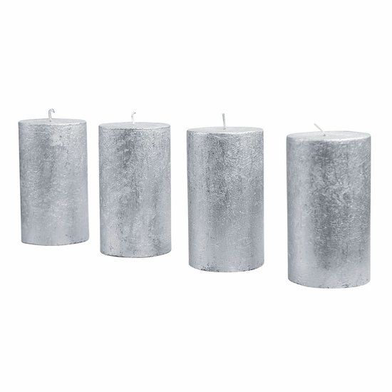 LOBERON Kaars set van 4 Braga zilverkleurig