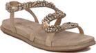 Alma En Pena Sandales femme avec cristaux serpentins, semelle plate et fermeture à boucle, cuir suédé, beige-argent, modèle V23383VIS