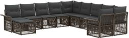 vidaXL Tuinbankenset 11 st Grijs en Donkergrijs poly rattan