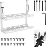 Maclean - Kabelopbergsysteem voor onder het bureau - Kabelgoot 2 niveaus - max. belasting 5kg - Wit - MC-104 W