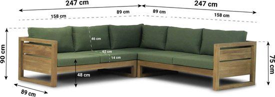 Garden Collections Richmond/Manchester 120 cm 5-persoons Hoek Loungeset - Teak - Old teak greywash