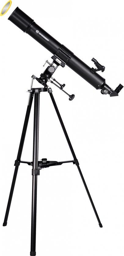 Bresser Taurus 90/900 NG Refractor Telescope - For Adults and Children - Moon and Planets - Equatorial Mount - Black