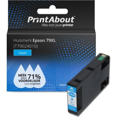 PrintAbout Huismerk Epson 79XL (T79024010) Inktcartridge Cyaan Hoge capaciteit