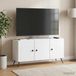 Maison Exclusive - meuble TV, blanc laqué, 99 x 34,5 x 50 cm, matériau : panneau de fibres de bois