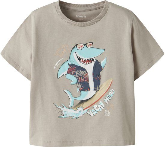 NAME IT Jongens T-shirt Chateau Gray Katoen/Elastaan - Maat 104