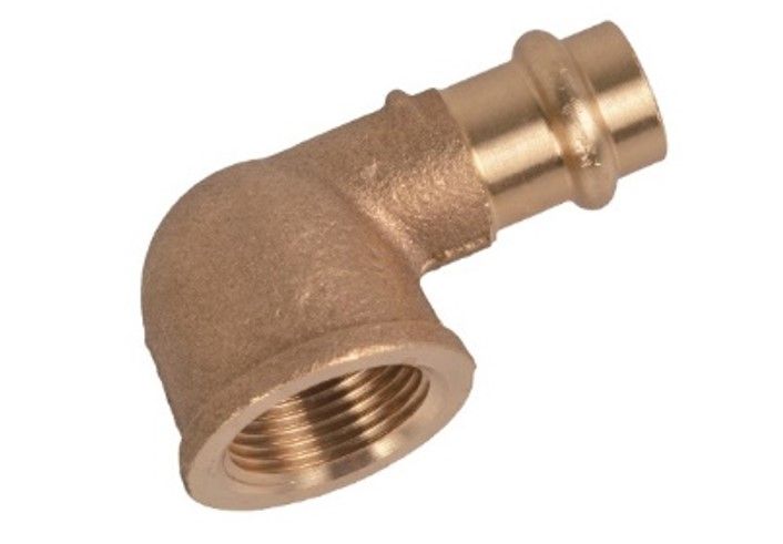 Kirchhoff Overgangshoek van rood messing 90°, blank, 18 mm x 3/4\"IT, 1 socket, (P4090g) - 988621555
