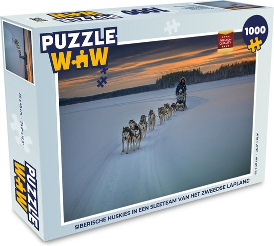 MuchoWow Puzzel Siberische huskies in een sleeteam van het Zweedse Lapland - Legpuzzel - Puzzel 1000 stukjes volwassenen