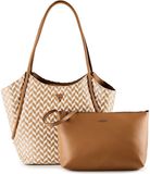 GUESS shopper schoudertas Tessi 2 in 1 Tote Cognac Multi Lichtbruin