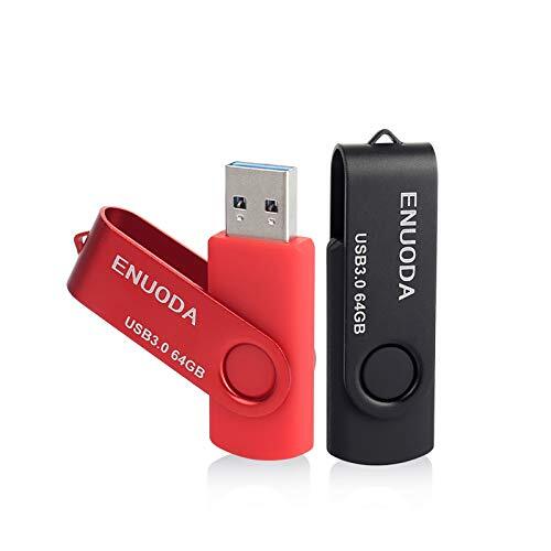 ENUODA Enuda USB-stick, 10 stuks, 16 GB, USB-stick, rotatie, metaal, high speed, USB 2.0, Flash Drive Pack, (meerkleurig) 64GB 3.0 2 kleuren.