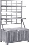 vidaXL Opbergbox met latwerk 99x55x160 cm massief acaciahout grijs
