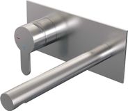 Brauer Brushed Edition Inbouw Wastafelmengkraan met Rechte Uitloop en Afdekplaat Model D2 RVS Geborsteld PVD