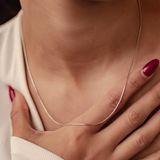 Hey Happiness Slangenketting Dames - 925 Sterling Zilver Gerhodineerd - Verstelbaar - Hypoallergeen