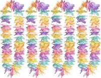 Boland Hawaii krans/slinger - 4x - Tropische/zomerse kleuren mix - Bloemen hals slingers