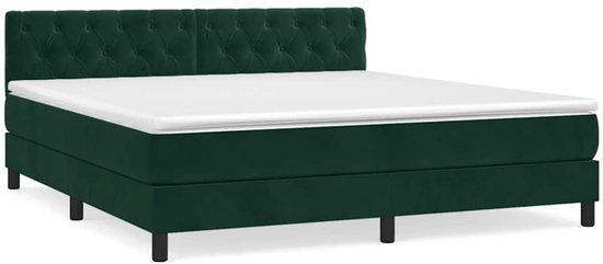 vidaXL Boxspring met matras fluweel donkergroen 160x200 cm
