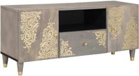 vidaXL TV-kast grijs en goud 105 x 33,5 x 46 cm massief mangohout