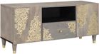 vidaXL meuble TV gris et doré 105 x 33,5 x 46 cm manguier massif