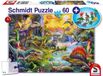 Schmidt Spiele Puzzle Dinosaures, 60 Pièces, Avec 12 Figurines Dinosaures, 36,1 x 24,3 cm, 5+ Ans