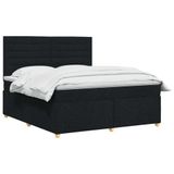 vidaXL Boxspringbed met matras, zwart, 160 x 200 cm, stof