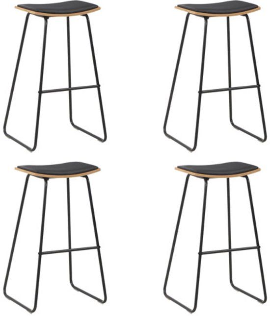 vidaXL Barkrukken - 4 stuks - Kunstleer - Zwart