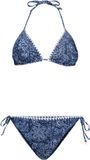 Brunotti Rosy-Print Bikini Indigo Blue Triangle Bikini Set Small Coverage 40